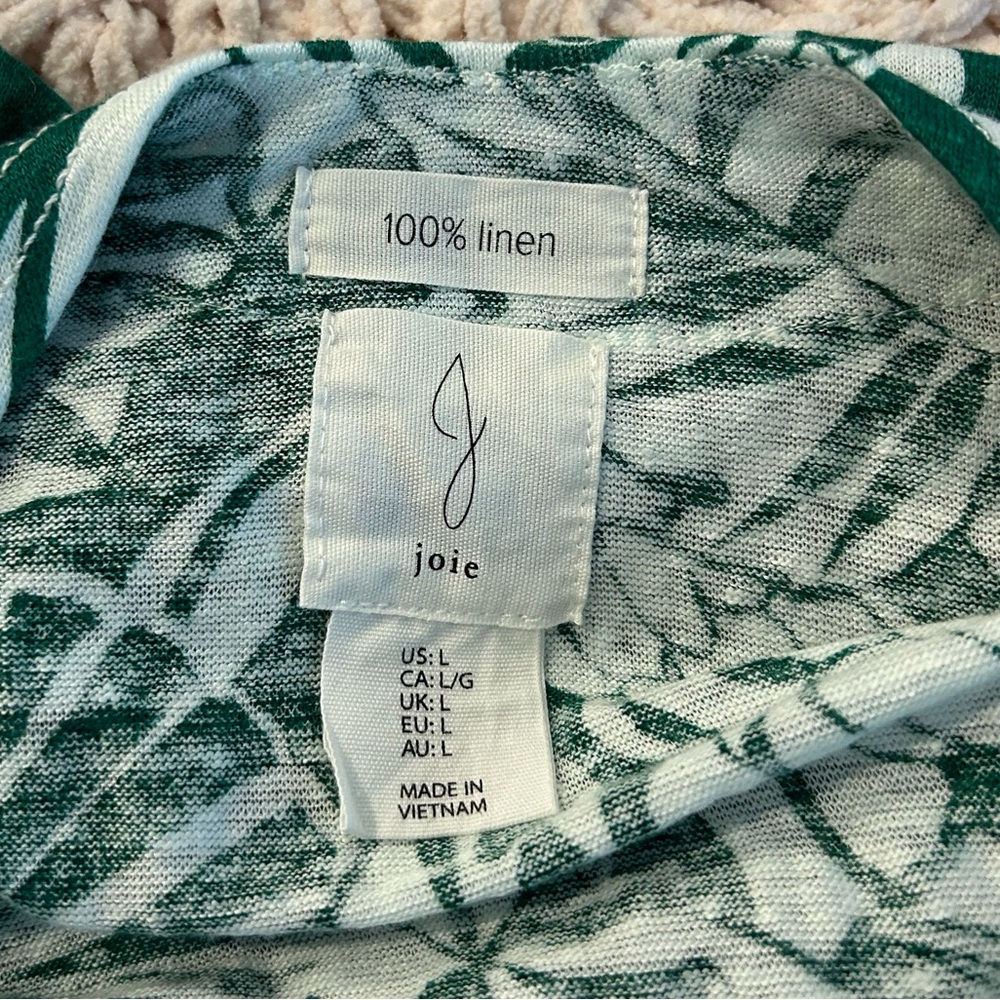 Joie 100% Linen Pineapple Green Leaf Top - Picture 4 of 7